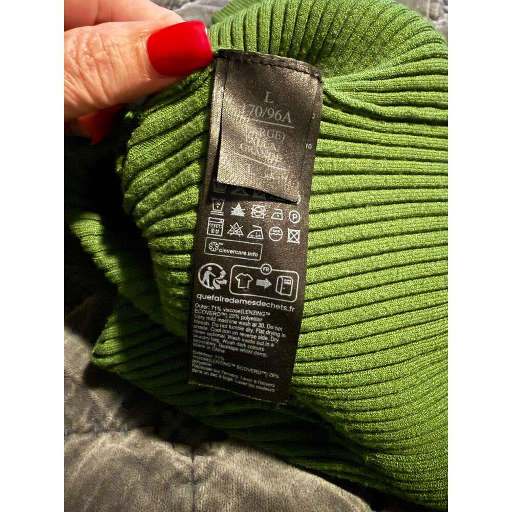 All Saints Green Hana Sweater Dress Set Women Ribbed Knit Layered L - G002 - Picture 8 of 11